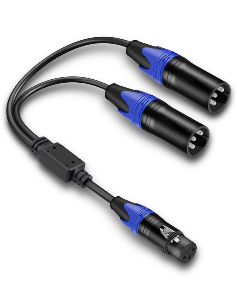 [AUSTRALIA] - XLR Splitter Female to 2 Male Cable, XLR Microphone Cable, XLR Y Splitter Cable 1 Female 2 Male, 3 PIN XLR Jack to 2 XLR Plugs Adaptor Cord, 1.6 foot, blue 