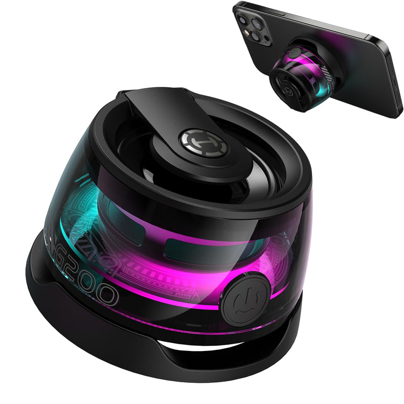 [AUSTRALIA] - Edifier G200 Magnetic Bluetooth Speaker - Gift Ideas - Multifunctional Cell Phone Stand Wireless Speaker with Strong Magnet for iPhone/Android/Fridge/Workbench/Pole/Car/Bike/Golf Cart & Anything Metal Black 