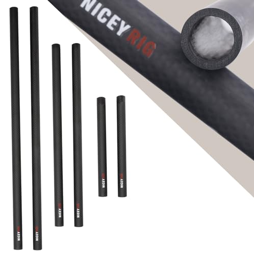 NICEYRIG 15mm Carbon Fiber Rod Combination with 16'' 12'' 6'' 15mm Rod Lightweight for DSLR Camera 15mm Rod Rail Support System