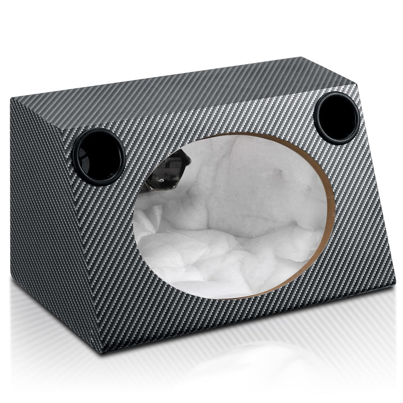 6" X 9" Speaker Enclosure, Trapezoidal Car Speaker Empty Enclosure for Home | w/Sound-Absorbing Cotton & Speaker Spikes Pad Mat, PVC Veneer Speaker Box Enclosure, Vehicle Sub Sound Supplies 6 x 9 Inch