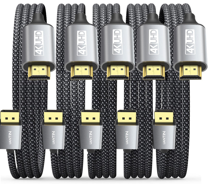 UANTIN 4K DisplayPort to HDMI Cable 10FT, Uni-Directional DP to HDMI Cable | 5 Pack 4K@30Hz, 2K@60Hz, 1080P Full HD, Display Port 1.2 Source to HDMI 1.4 Display Cord for NVIDIA, AMD, Dell, Monitor, TV