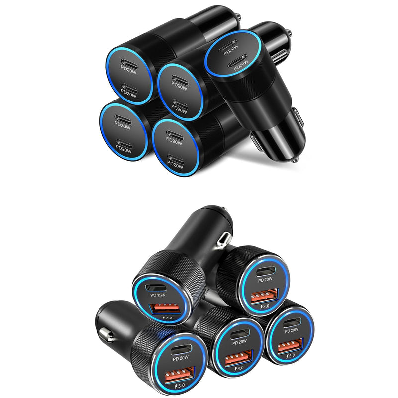 10 Pack USB C Car Chargers, Dual 12V USB C & USB Car Charger Apdaters PD&QC 3.0 Fast Charging Cigarette Lighter Plug