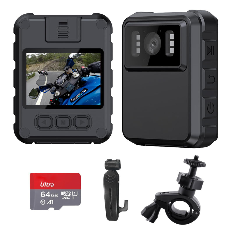 Police Body Cameras with Audio and Video Recording, Body Mounted Video Camera Built-in 64GB, Personal Wearable Cam with 2.0” Screen, Night Vision, IP65, for Police Law Enforcement, Security(No Wifi)