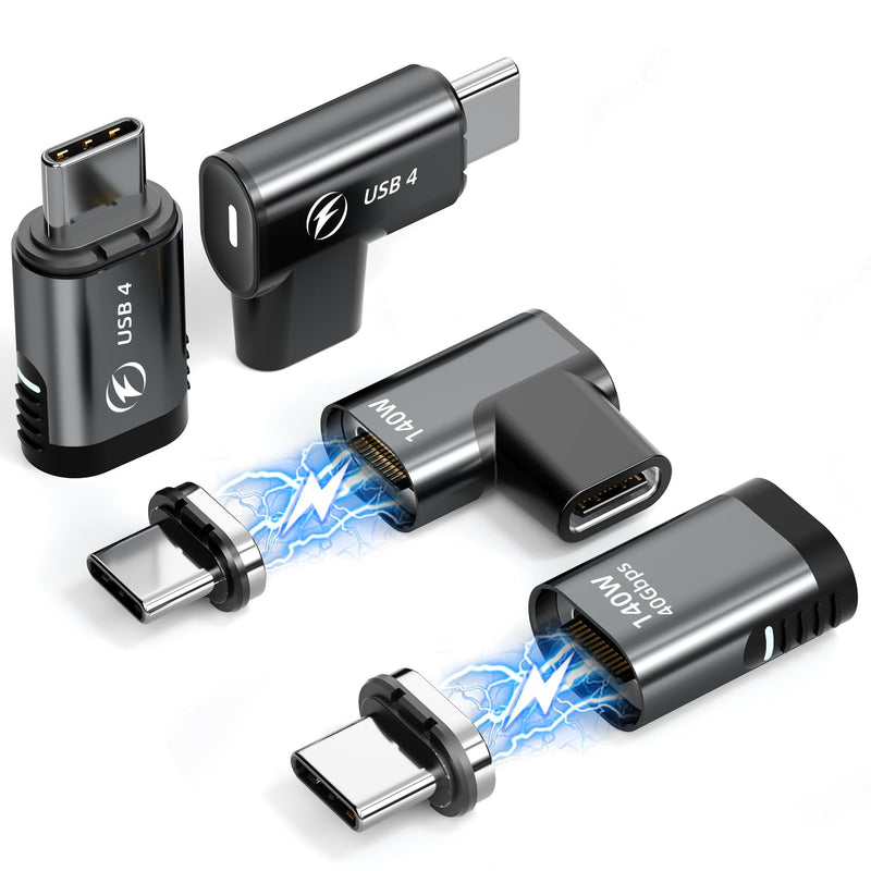 140W Straight + 140W 90 Degree USB C Magnetic Adapter - 4 Pack