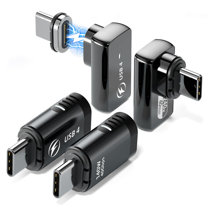 140W Straight + 240W Right Angle USB C Magnetic Adapter - 4 Pack