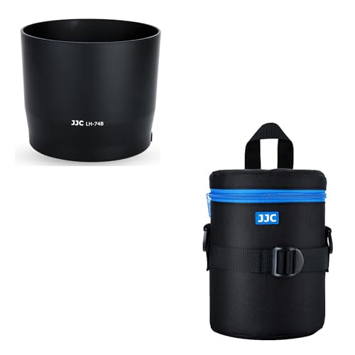 JJC ET-74B Lens Hood & Padded Lens Case Pouch for Canon RF 100-400mm f/5.6-8 is USM, Canon EF 70-300mm f/4-5.6 is II USM Lens