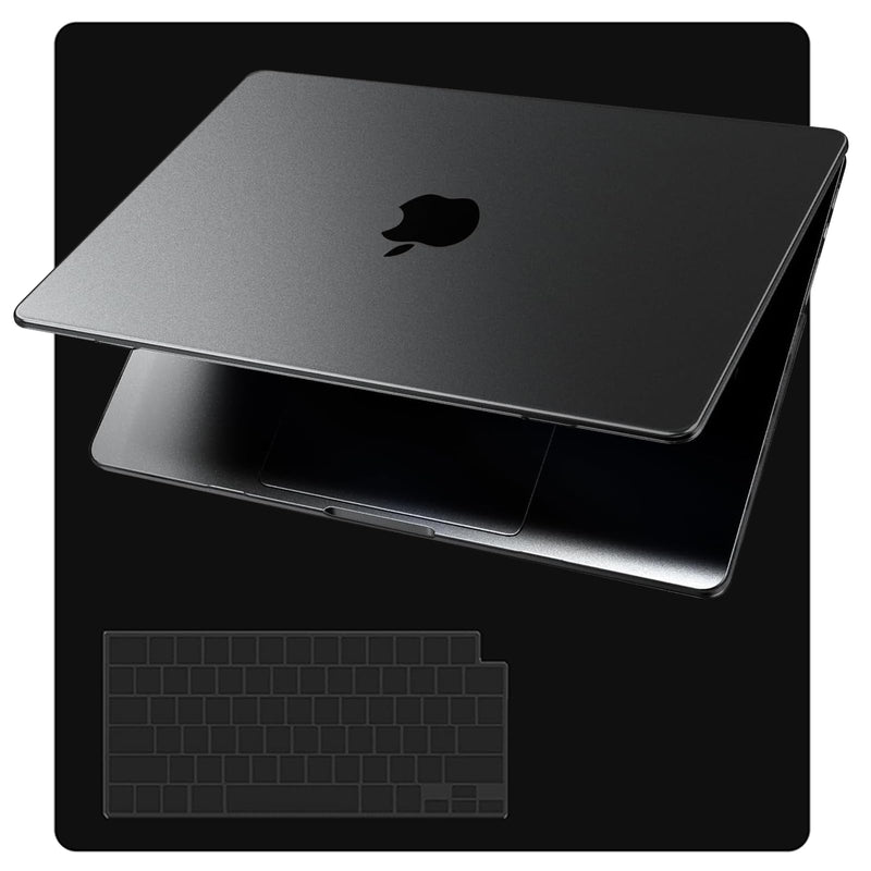 [AUSTRALIA] - EooCoo [Ultra Thin Armor] Case Compatible for MacBook Pro 16 inch 2024-2021 M3 M2 M1 A2991 A2780 A2485, [100% Match Space Black] [Anti-Fingerprint] Hard Shell&Keyboard Skin, Space Black Clear 
