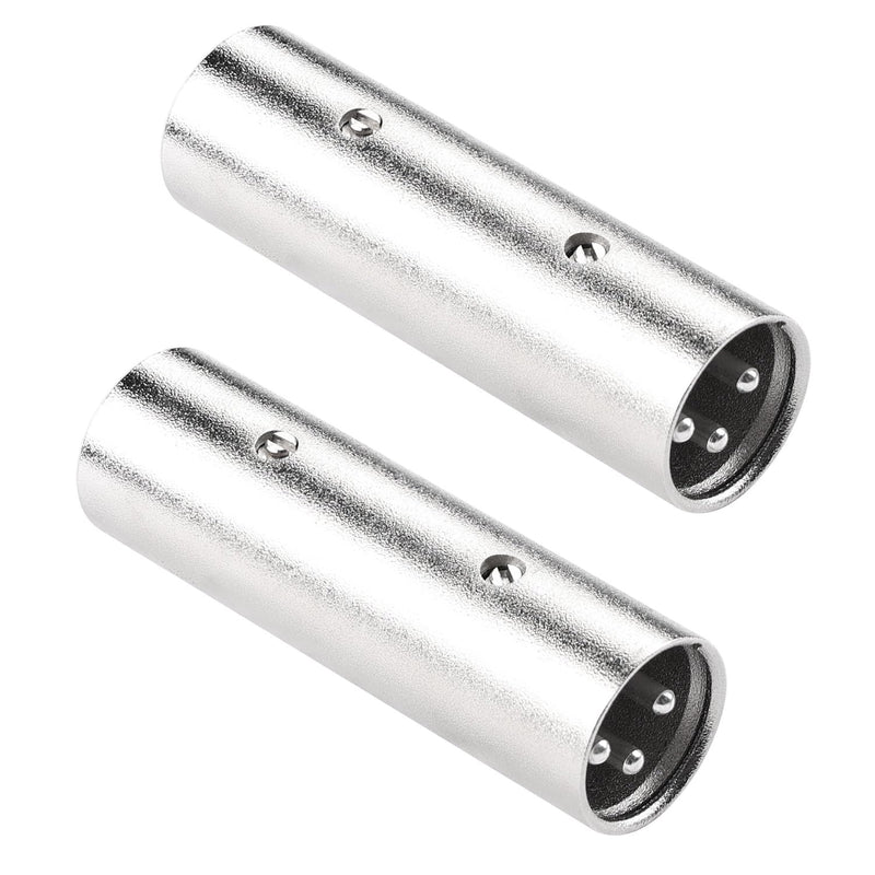 QIANRENON 3Pin XLR Male to XLR Male Microphone Connector Extender XLR Plug to Plug Balanced Audio Adapter XLR Docking Extension Coupler, for Extend XLR Amplifier Mixer Stage Speaker, 2Pcs