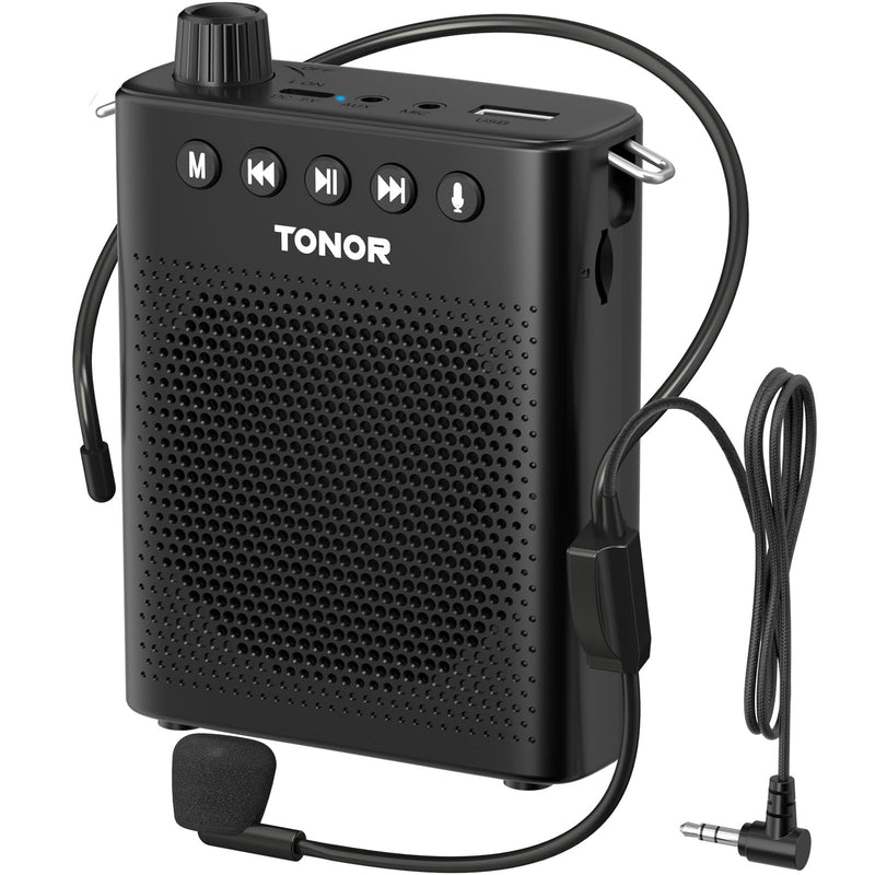 TONOR Portable Voice Amplifier for Teachers, Rechargeable Mini Pa System with 100 cm/3ft Wired Headset Microphone and Waistband, Megaphone Speaker for Classroom, Training, Yoga, Tour Guides K10