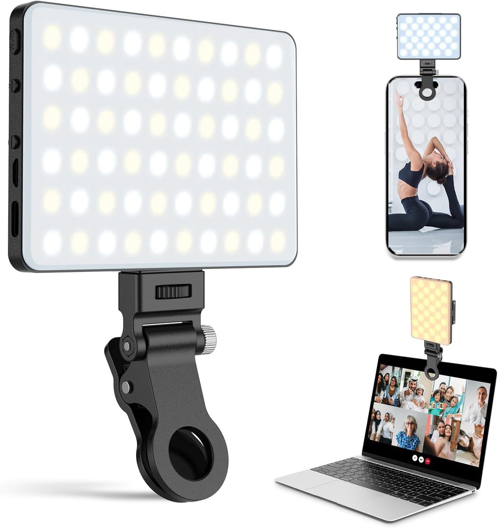 Generic Selfie Light, 60 LED Phone Light with Front & Back Clip Selfie Light for iPhone, iPad, Phone, 3000Mah Portable Light, Adjusted 3 Light Modes for Selfie, Vlog, Makeup, TikTok