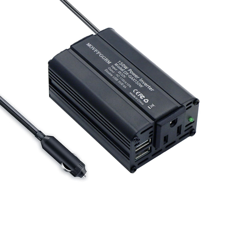 [AUSTRALIA] - 150W Power Inverter 12V DC to 110V AC Car Plug Adapter Outlet Converter with 2.4A Dual USB AC car Charger for Laptop Computer Black 