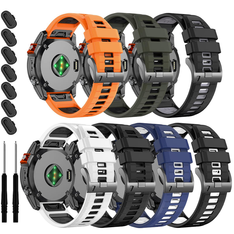 ZPJPPLX 26MM Quick fit Watch Band Compatible with tactix8 Fenix8 51mm/8pro/Fenix 7X 6X Pro 5X Plus,Soft Silicone Strap for Garmin Tactix7 AMOLED/Enduro 3/2/Descent MK2i /MK3i Epix Pro 51mm band 7Pack1