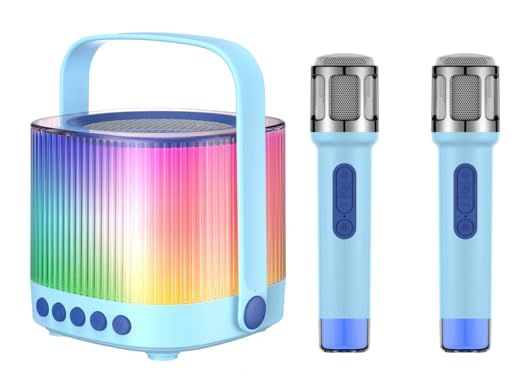 Karaoke Machine for Kids Adults Portable Bluetooth 5.3 Speaker with 2 Wireless Microphones, Blue