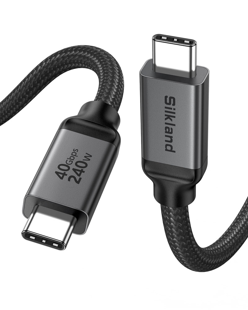 Silkland USB 4 for Thunderbolt 4 Cable 10FT/3M, 40Gbps, 8K Display, 240W | Single 8K/6K Dual 4K, Braided USB C Video Cable Compatible for MacBook, SSD, Mac mini, iPhone 17, Monitor