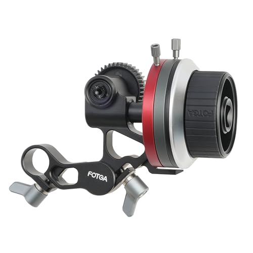 FOTGA Mini Follow Focus with A/B Stops & 15mm Rod Clamp, Gear Ring Belt & Extension Arm KIT for DSLR/Mirrorless Camera, Camera Cage Rig