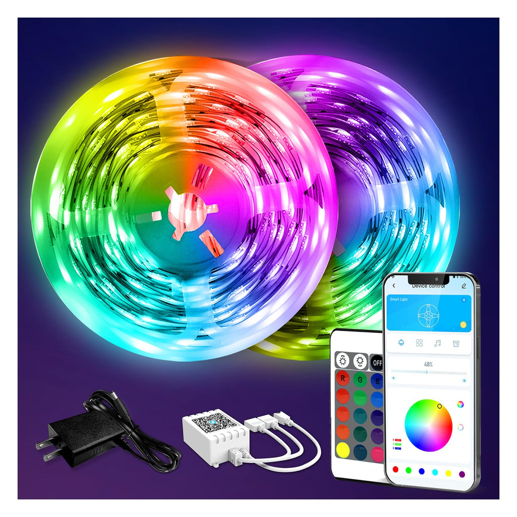 DAYBETTER LED Strip Lights 130ft (2 Rolls of 65.6ft), Color Changing Lights Strip for Bedroom, Desk, Indoor, Room Bedroom, Girl Boy Brithday Gifts RGB Decor with Remote and 24V Power Supply