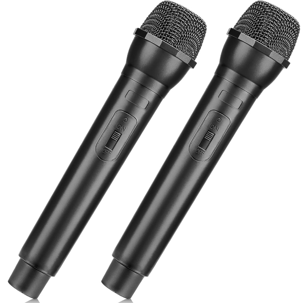 Facmogu 2PCS Fake Microphone Props, Plastic Pretend Play Microphone Prop, Realistic Simulate Speech Practice Prop, Faux Mic Props for Costume, Birthday Party, Stage Performance, Role Playing - Black