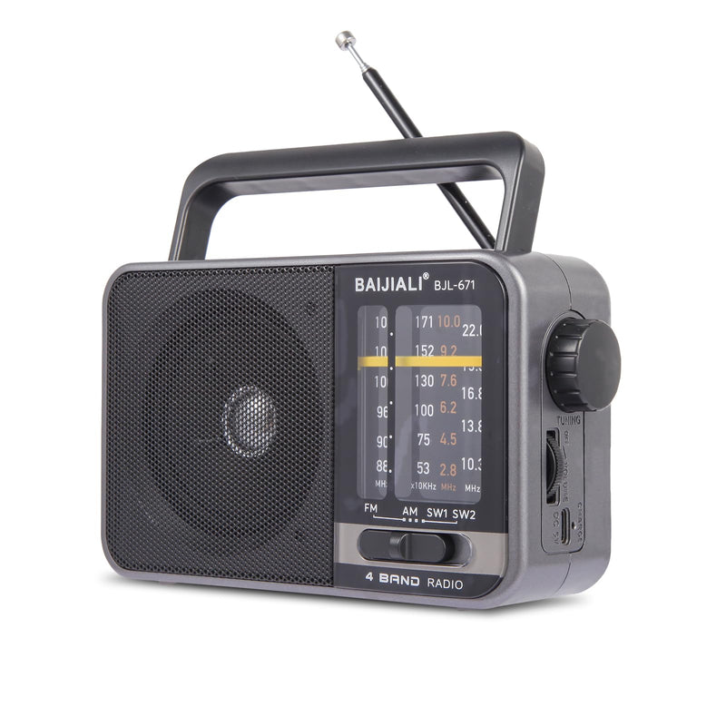 [AUSTRALIA] - Portable Radio AM FM, Transistor AM FM Radio Portable with Loud Speaker, Small Radio Battery Powered or DC USB, Suitable for Indoor, Outdoor and Emergency Use(BJL-671) 