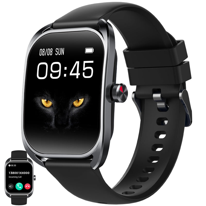 Smart Watches for Men(Answer/Make Call), 2.01" Curved Screen HD Fitness Tracker Watch with Blood Pressure/Heart Rate Monitor, SpO2, 100+ Sports Fitness Smart Watch for Android/iOS Phones (Black) Black