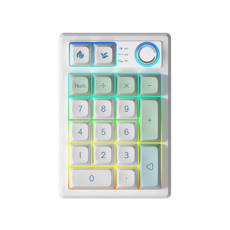 Gasket Creamy Mechanical Numpad Programmable Keypad RGB LED Backlit | Wireless 2.4G/Bluetooth 5.0/Wired USB-C Hot Swappable Macro Number Pad Rechargeable Numeric Keyboard Metal Knob for Win/Mac Mint