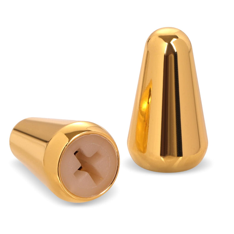 2pcs 5 Way Pickup Switch Tip, 3 Way Switch Cap Switch Knob Guitar Pickup Switch Tip Compatible with Strat Tele (Gold) Gold