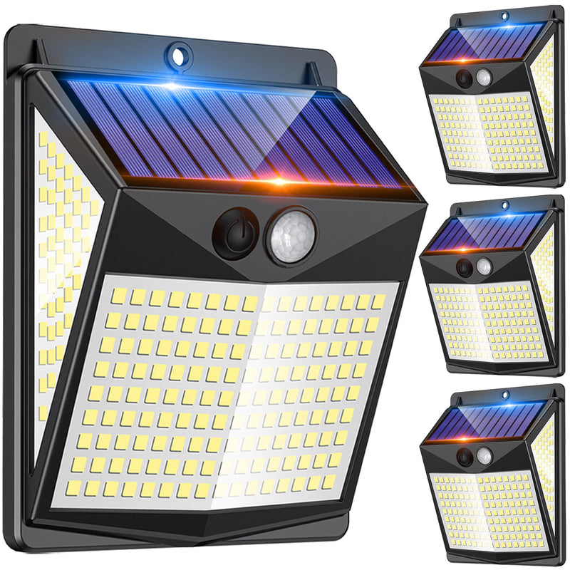 [AUSTRALIA] - Solar Lights Outdoor Motion Sensor - Solar Motion Detector Lamps for Outside, 238 LED with 300° Angle Illumination and 3 Lighting Modes, IP65 Waterproof Solar-Powered for Garden, Patio, Yard [4 Pack] [4 Pack] 