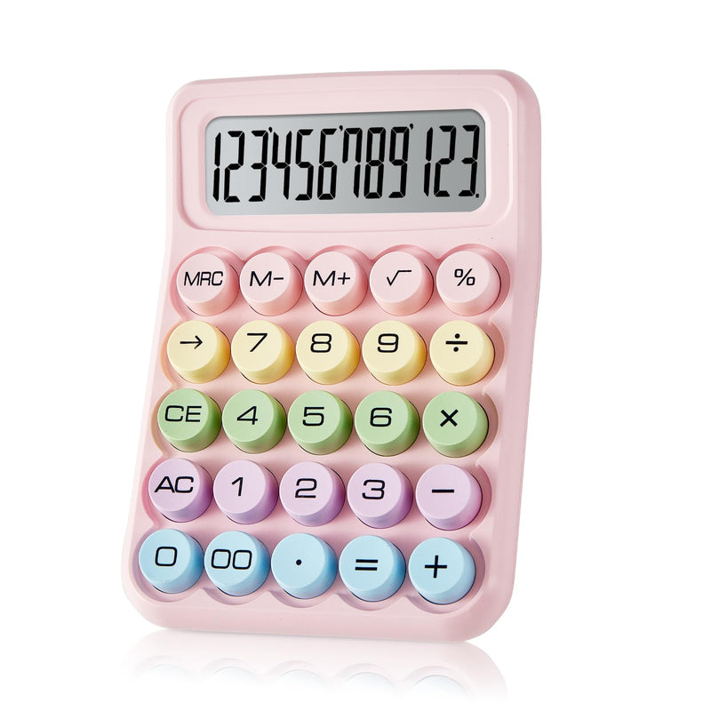 [AUSTRALIA] - Electronic Calculator,12 Digits Large LCD Display Small Desktop Calculator,Pink Basic Calculators with Big Buttons,Easy to Press Mechanical Switch Calculator Office Supplies for Home and School (Pink) 