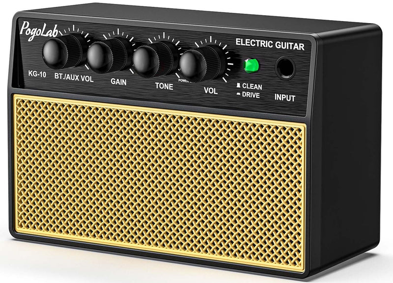 Mini Guitar Amp 10W, Rechargeable Guitar Amp for Electric Guitar, Bluetooth Guitar Amp with Clean Overdrive Tone for Practice Black Yello
