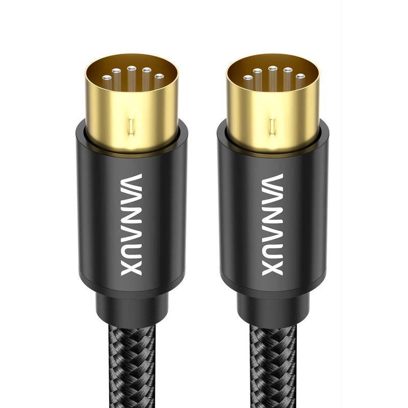 [AUSTRALIA] - VANAUX MIDI Cable 6FT, Male to Male 5-Pin MIDI Cable Compatible with MIDI Keyboard, Keyboard Synth, Rack Synth, Sampler, External Sound Card, Sound Source and More-Black 