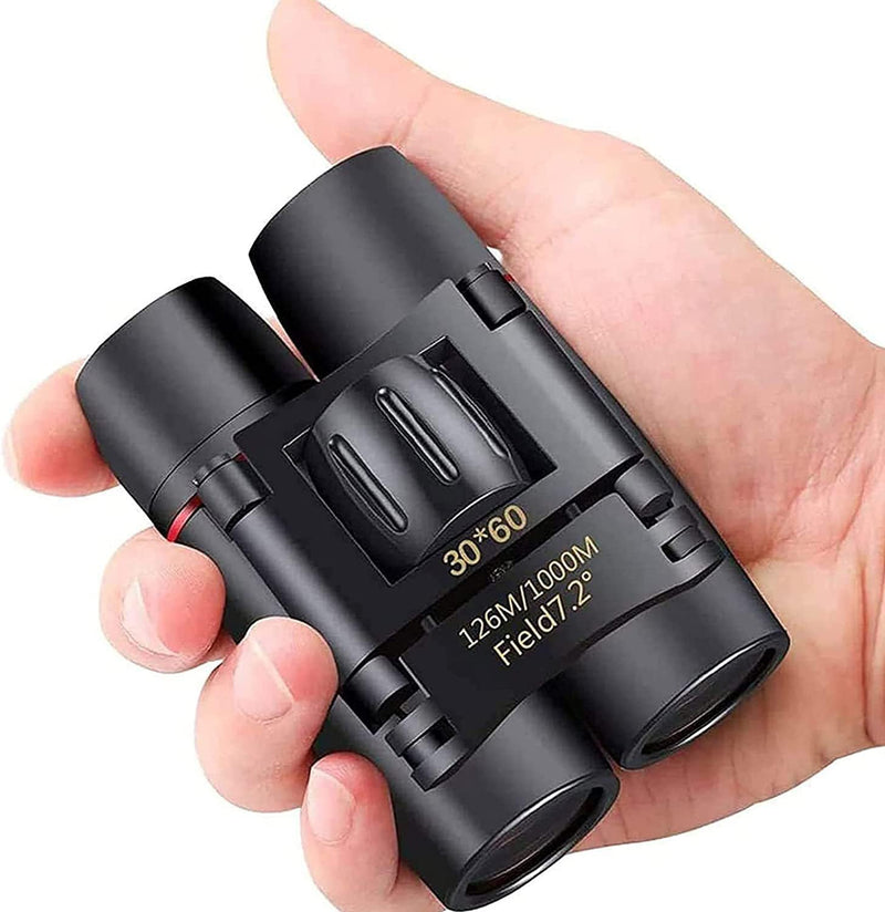 30X60 Mini Pocket Binoculars Compact, Small Lightweight Foldable for Adults Kids Bird Watching, Travel, Opera Concert, Hiking, Cruise, Football Game. Green Film, Black