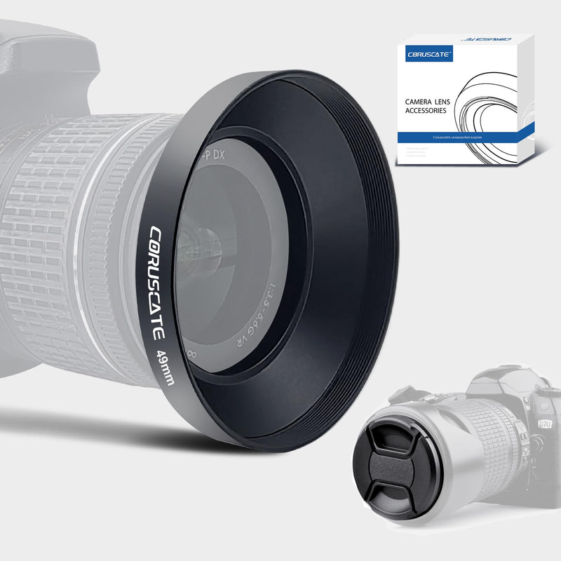 [AUSTRALIA] - 49mm Universal Metal Lens Hood,Wide Angle Lens Hood Compatible All 49mm Brands Camera Lens(and Easy to Install and Remove) 1pcs 49 mm Lens Cap 