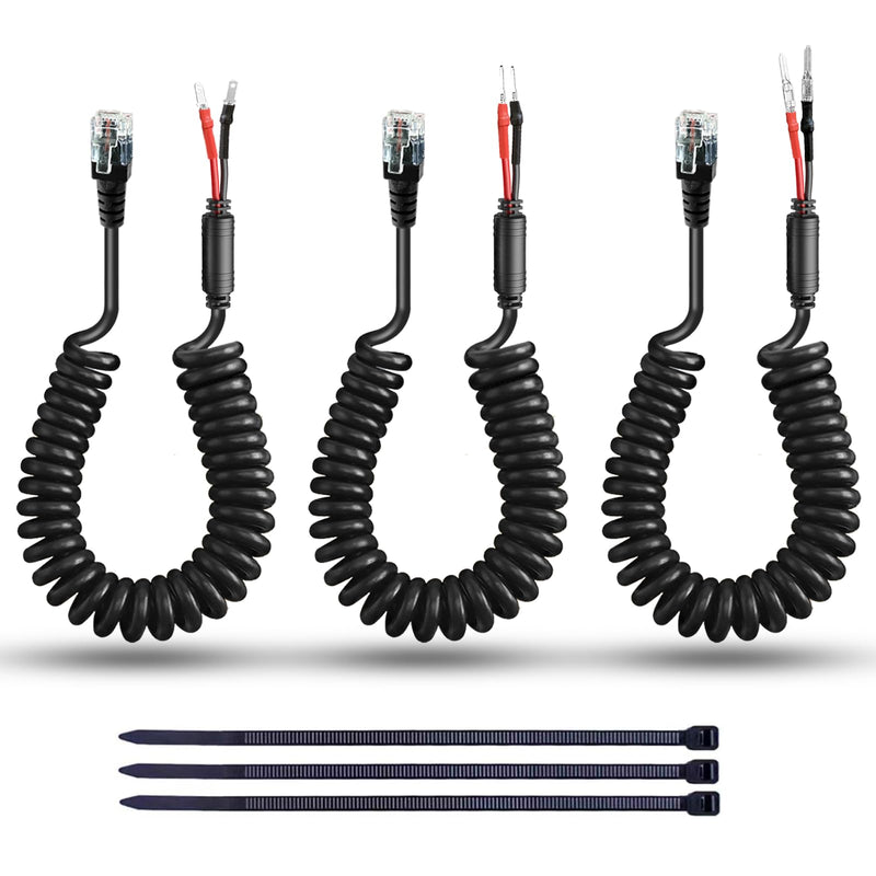 Radar Detector Power Cord Mirror Plug Wire Compatible with Uniden Escort Valentine One Cobra Whistler,with Inline Fuse Holder,Rearview Mirror Plug Elastic Cable.(RJ11-Set of 3) RJ11