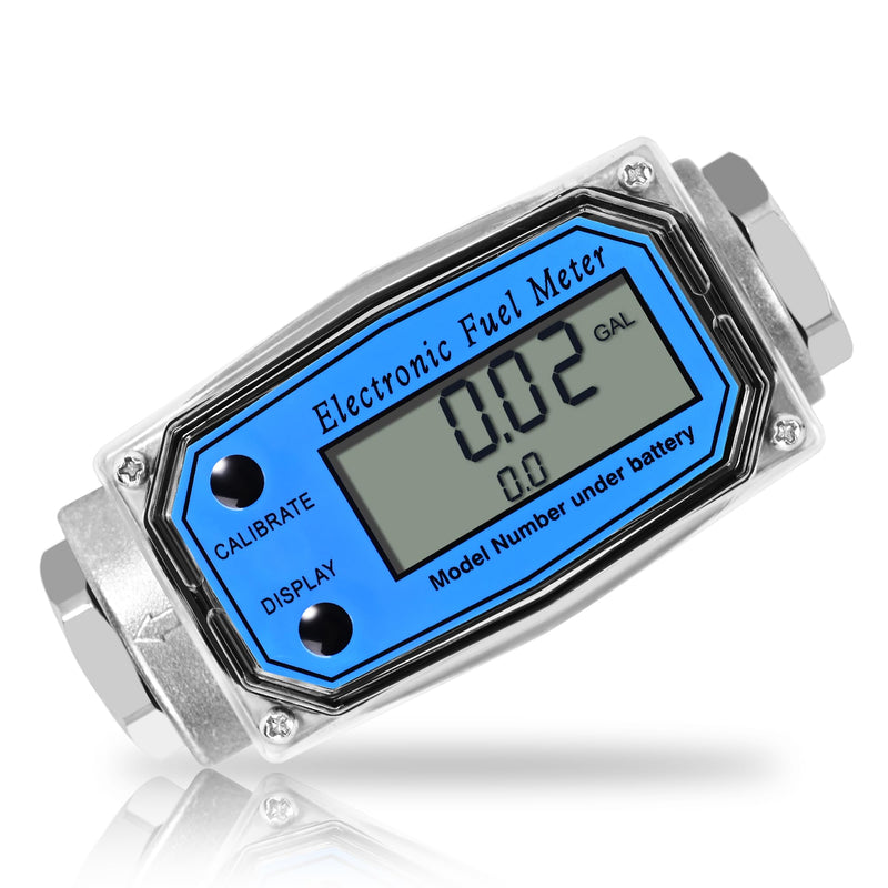 [AUSTRALIA] - 1" Turbine Fuel Flow Meter, 2.6-26 GPM Inline NPT Thread Flowmeter with 3/4" Adapters,Digital Fuel Flow Meter,for Kerosene,Biodiesel, Light Chemicals- Supports Gallon, LTR, PT, QT 1 Inch & 3/4 Inch 