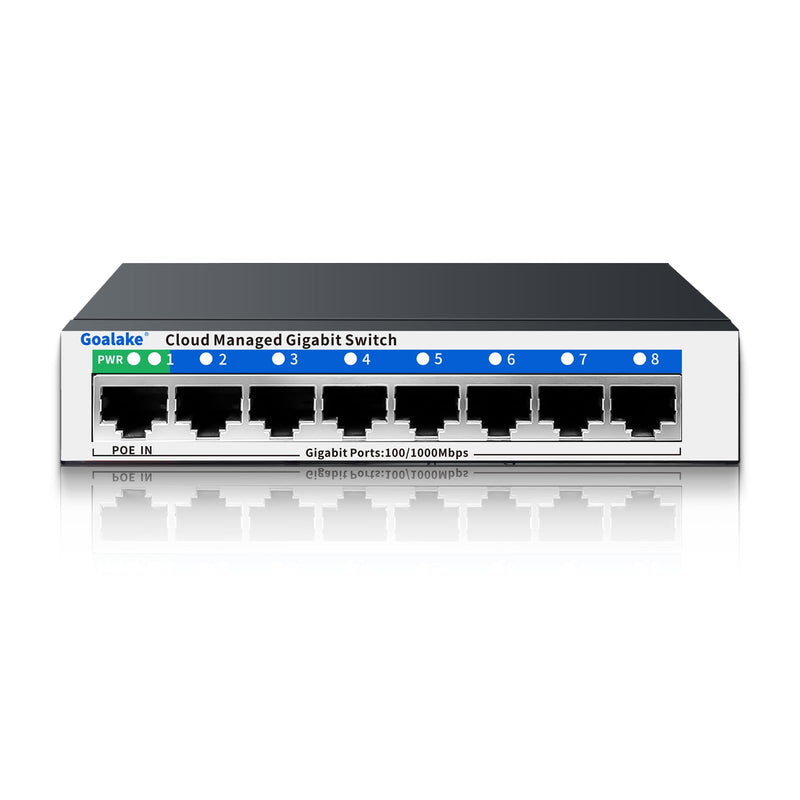 8 Port Gigabit Switch, Easy Smart Managed Ethernet Switch, Network Hub, Ethernet Splitter, Plug & Play, Fanless Metal Design, VLAN, Qos, Support PoE Powered, Desktop or Wall Mount PoE-in 8 Ports