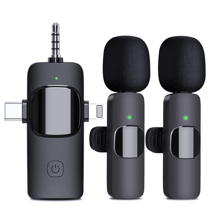 Wireless Microphone for iPhone, Android, Camera, iPad, USB C Microphone, 3 in 1 Dual Professional Wireless Lavalier Mini Microphone, Plug-Play Wireless Mic for Video Recording,YouTube,TikTok