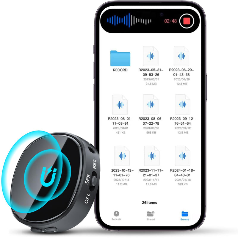128GB (1600 Hour) Magnetic Voice Activated Recorder - Listening Recording Device with 750 Hours of Recording Capacity, Digital Small Voice Recorder with MP3 Playback, Mini Portable Audio Recorder Black 128 G