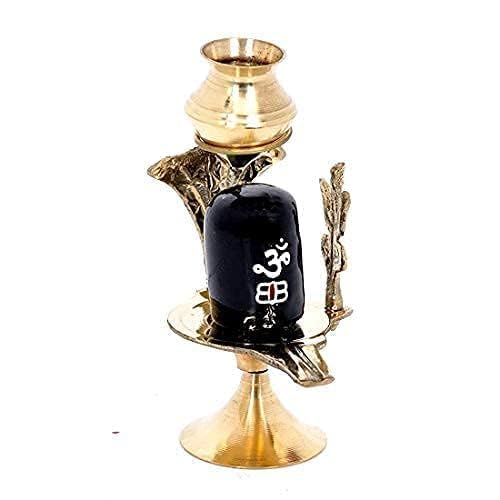 Brass Shivling Puja Stand with Stand Jaldhari Stand Jaladhari Stand jalheri Brass Shivlingam with Stand (Small Size)