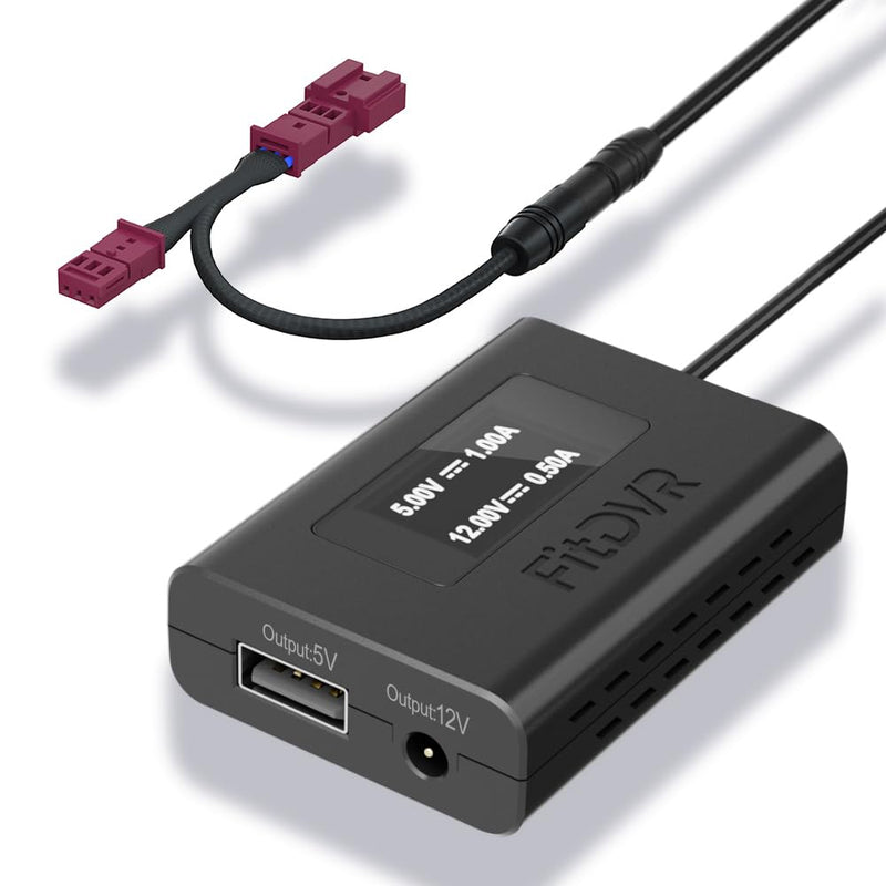 Power Adapter (3-Pin) for Dash Cam, Radar, Dashcam Charger Cable for BMW and MINI, Connects to Rain Sensor, LED Display USB Power Source, Easy to Install, 5V 12V Output, D3-024