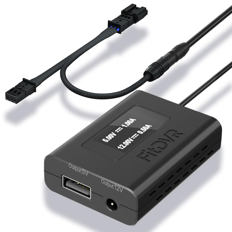 Dash Camera Power Adapter (3-Pin) for Audi Volkswagen Porsche, Connects to Rain Sensor, LED Display USB Power Source, Easy to Install, 5V 12V Output, for Dash Cam, Radar, D3-025