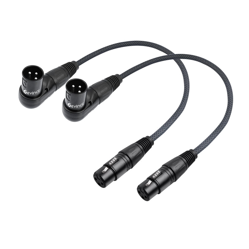 Devinal Right Angle XLR Cable, Adjustable-Angle Male to Straight Female Microphone Cable Cord, 90 Degree XLR Adapter for Sound Devices Mixer Recorder, 1 FT, 2 Pack Angle Male 1FT