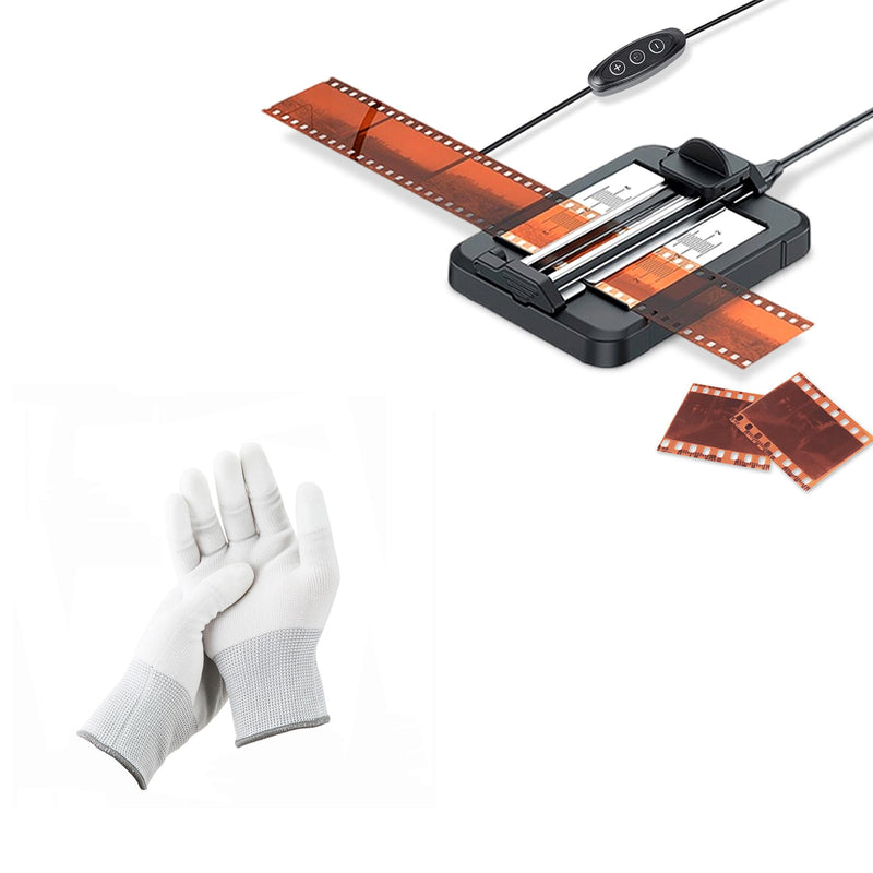 Negative Slide Film Cutter with 2-Pack Polyester Anti-Static Cleaning Gloves for 35mm 120 Format Film Strip