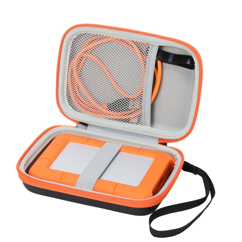 Case Compatible with LaCie Rugged Mini 1TB/ 2TB/ 4TB/ 5TB External Hard Drive Portable HDD, Carring Case Storage Holder for Hard Drives for Mac and PC Computer, Orange (Case Only)