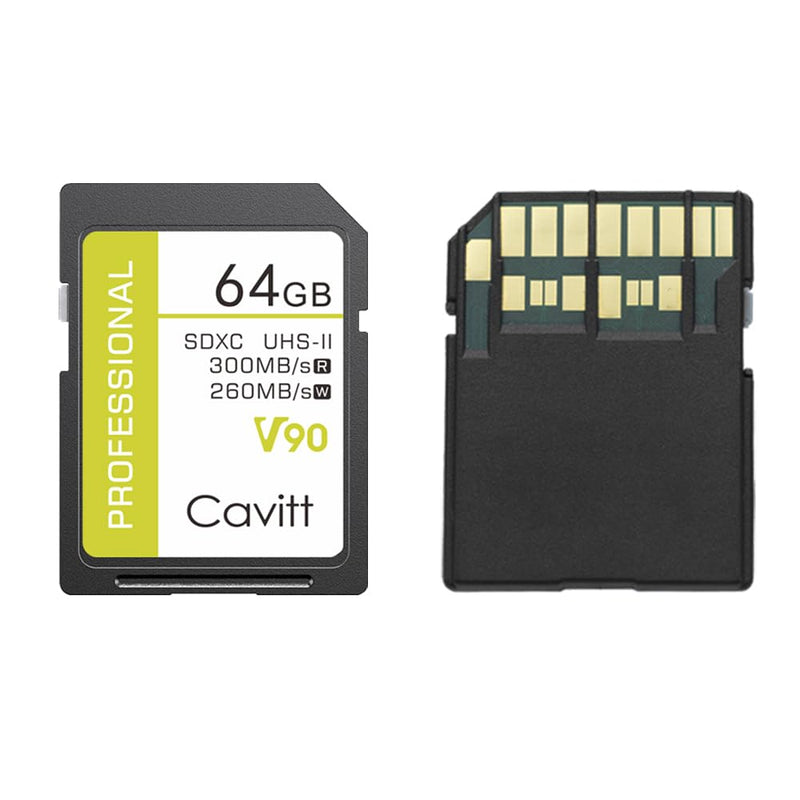 Cavitt V90 SD Card 64GB for DSLR Cameras,Professional UHS-II 300R/260W,Sdxc V90 High Speed Memory Cards for Cameras,Supports 4K/6K/8K/Full HD Video and RAW,Compatible with Mainstream Brand Cameras