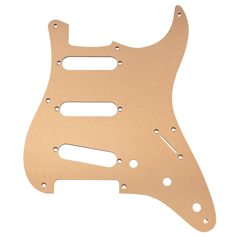 [AUSTRALIA] - Musiclily Ultra 8 Holes Anodized Aluminum Strat SSS Pickguard ST Pick Guard Scratch Plate for China Made Squier Classic Vibe SQ CV 50s Reissue Vintage Strat Style Electric Guitar, Gold 