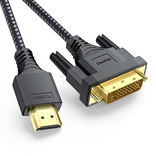 [AUSTRALIA] - DVI to HDMI Cable 6ft, HDMI to DVI-D Cord Adapter Bidrectional Braided for Monitor Projector Raspberry Pi Roku Xbox One PS5 Graphics Card Blue-ray Switch - Black 6 Feet 1 Pack 