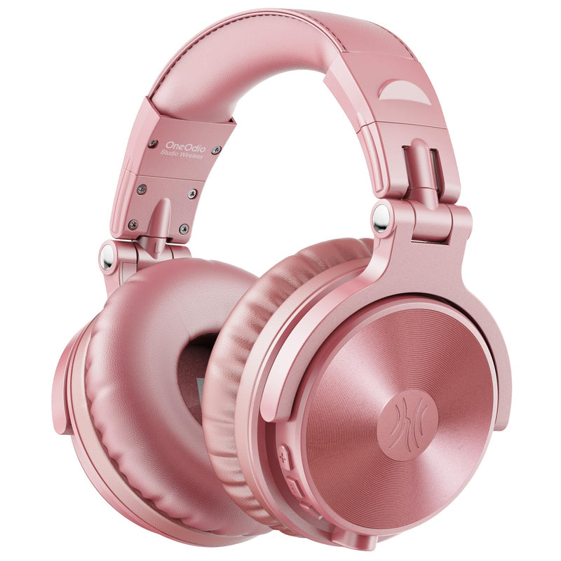 OneOdio Bluetooth Over Ear Headphones, 110 Hrs Wireless/Wired Stereo Sound Foldable Headsets with Deep Bass 50mm Neodymium Drivers for PC/Phone/Tablet - Studio Wireless Pro C, Rose Gold