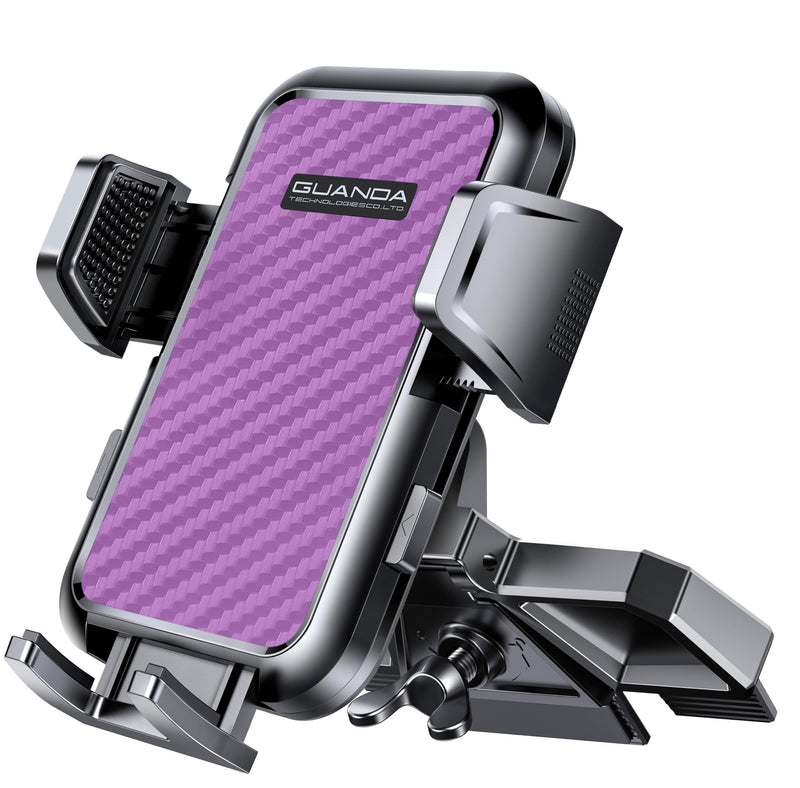CD Phone Holder for Car, Stable CD Slot Mount for Thick Cases, 360° Viewing | Fits most 4–7-inch smartphones and GPS devices, including iPhone, Samsung Galaxy, Google Pixel, Motorola, Huawei, LG and more Purple