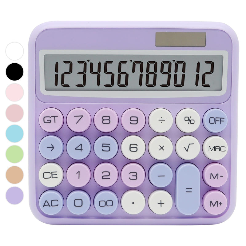 Purple Calculator, UPIHO Standard Calculator 12 Digit with Large LCD Display and Big Buttons,Purple Office Accessories for Women Desk,Cute Calculator for Office,School, Home,Business B-Purple