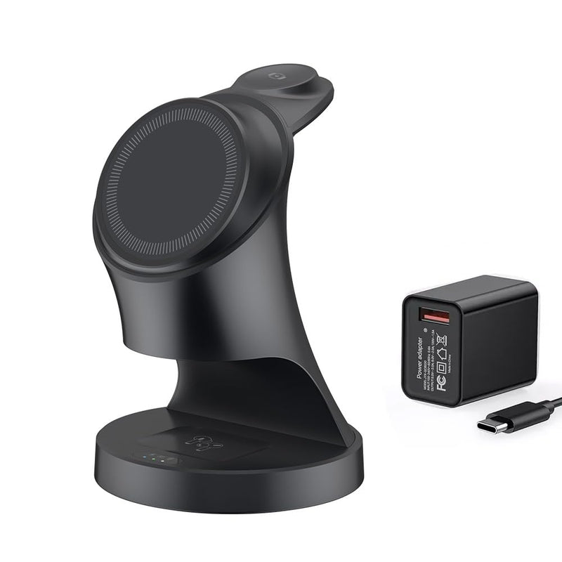 Wireless Charger,3 in 1 Magnetic Wireless Charger Stand, Fast Wireless Charging Dock for iPhone16/15/14/13/12 Series, Apple Watch Series, AirPods Pro. Black