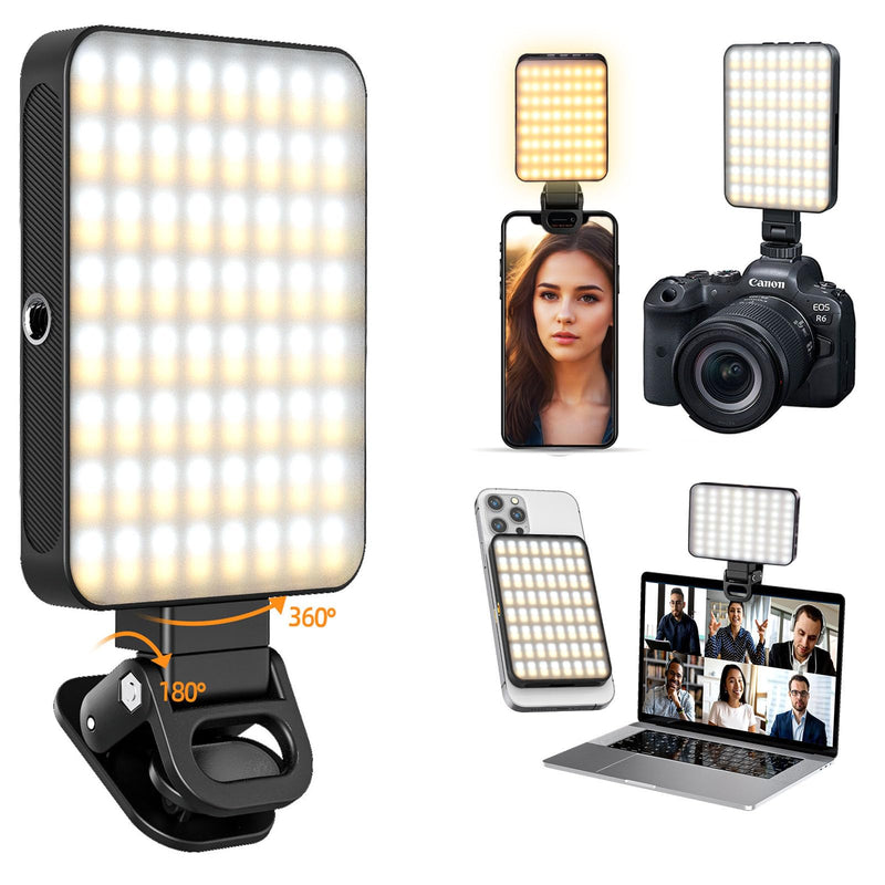 Magnetic Selfie Light, 128 LED Phone Light Compatible with iPhone, iPad, Laptop, Camera, 3 Lighting Adjustment Modes, Phone Selfie Light for Photography/TikTok/Zoom Calls/Video Conference